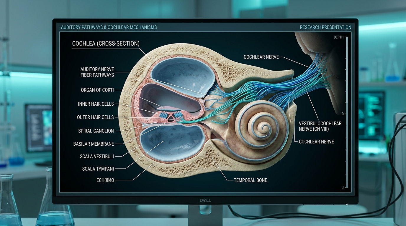 Cochlea and auditory nerve medical 3D visualization